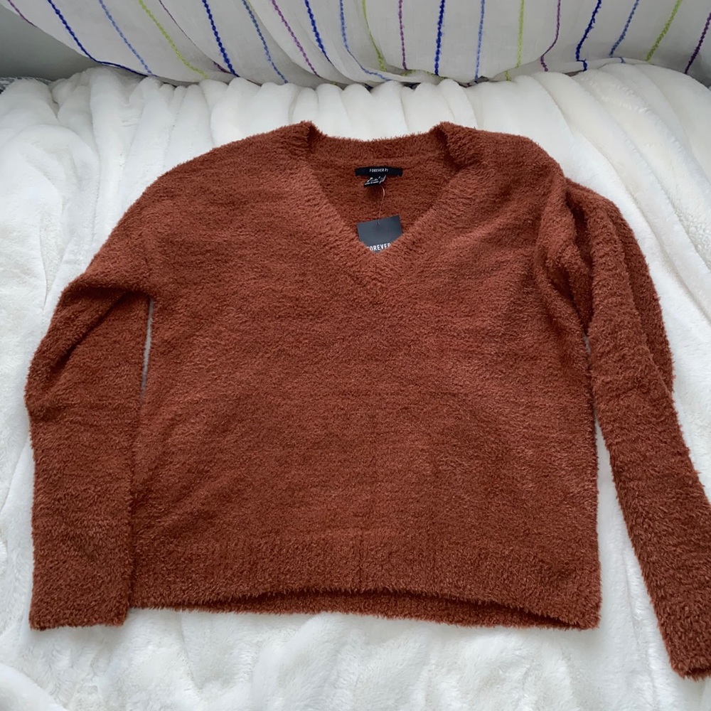 Brown v-neck sweater